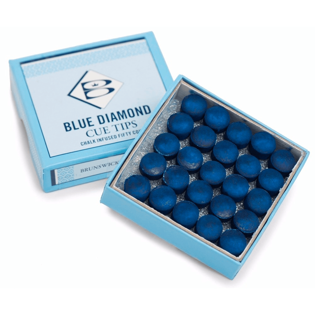 Brunswick Blue Diamond Leather Glue On Cue Tips (Box Of 50) 9mm Glue On Accessories
