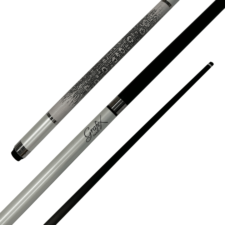 Grafex Gladiator - 2-Piece Carbon Fibre Cue 58" / 9mm Glue On / White Cues