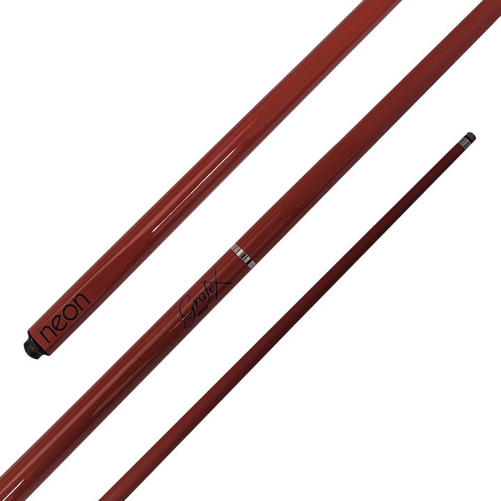 Grafex Neon Fluorescent - 2-Piece Multi Weight Graphite Cue 57" / 9mm Glue On / Red Cues
