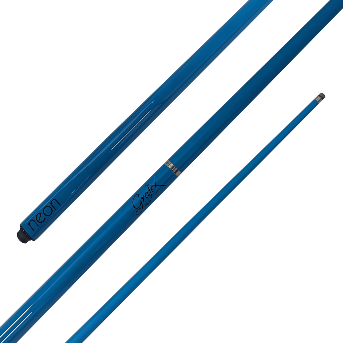 Grafex Neon Junior - 2-Piece Multi Weight Graphite Kids Cue 52" / 9mm Glue On / Blue Cues