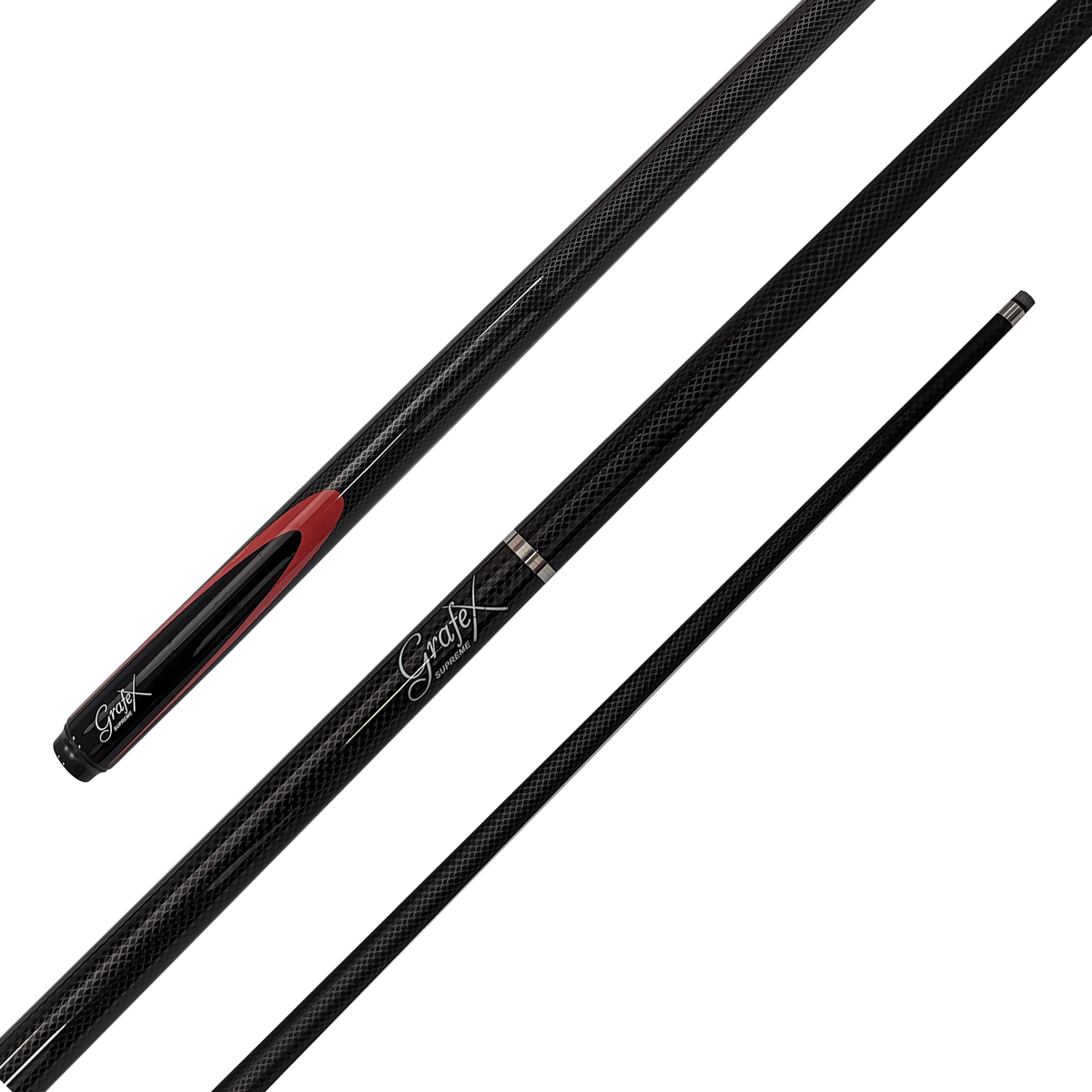 Grafex Supreme - 2-Piece Multi Weight Graphite Cue 58" / 9mm Glue On / Black Cues