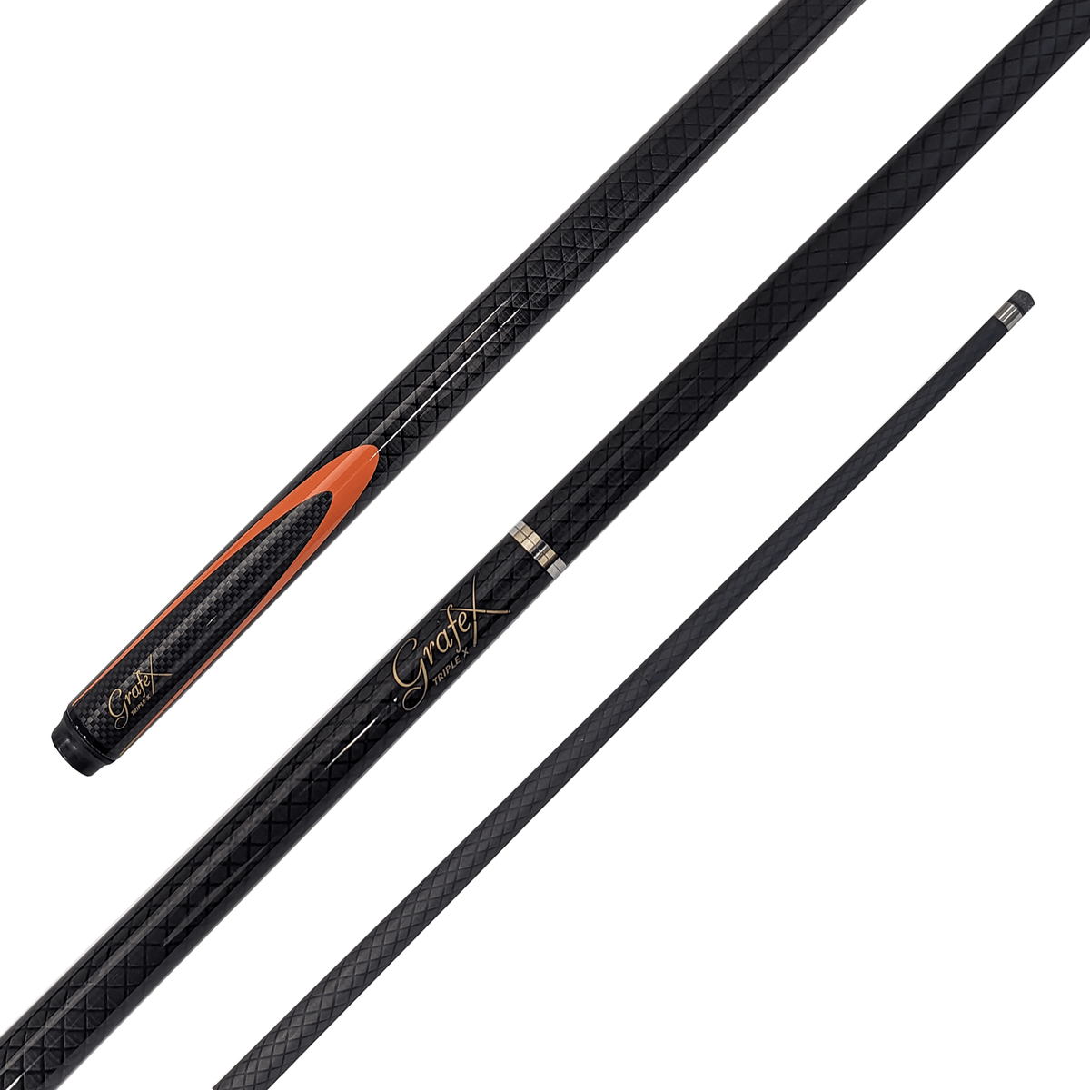 Grafex Triple X - 2-Piece Multi Weight Graphite Cue 58" / 9mm Glue On / Black Cues