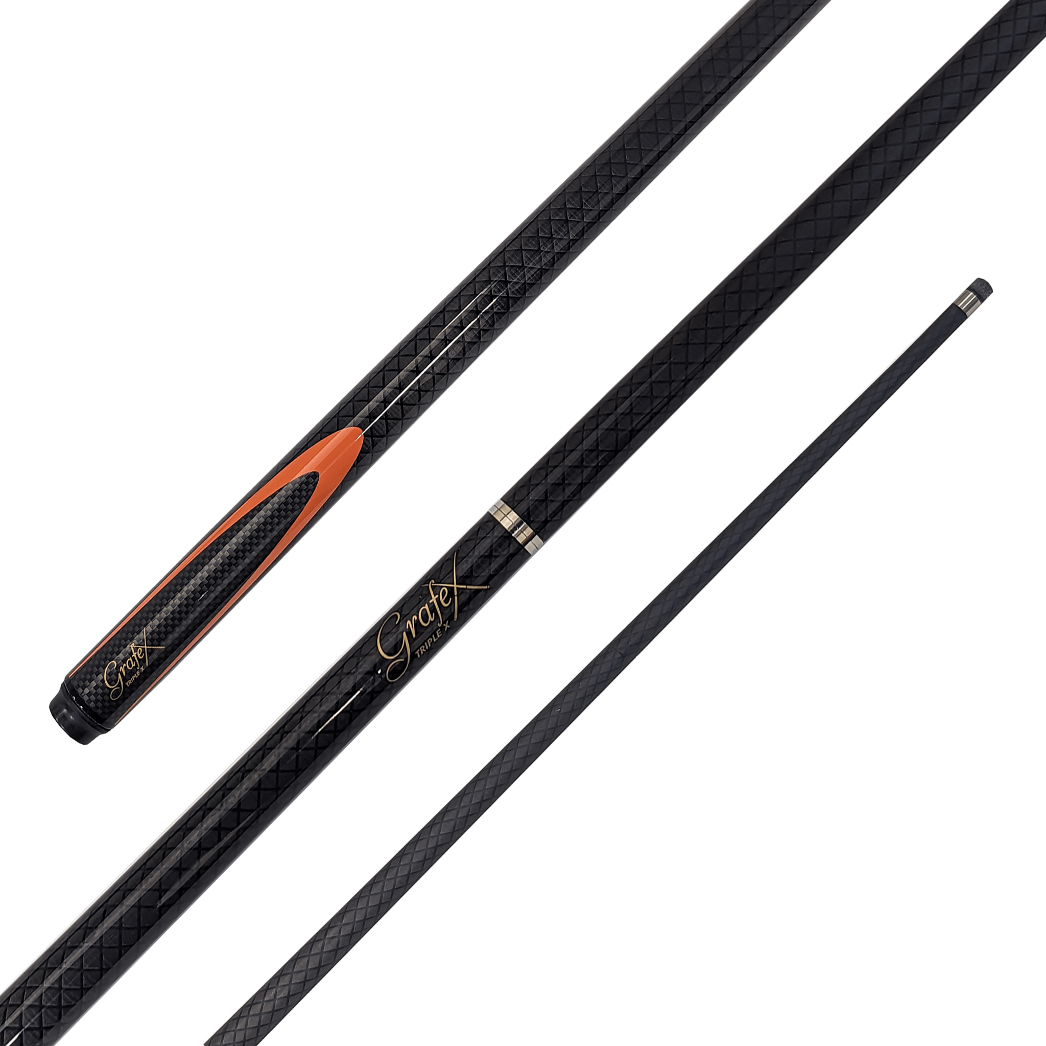 Grafex Triple X - 2-Piece Multi Weight Graphite Cue 58" / 9mm Glue On / Black Cues
