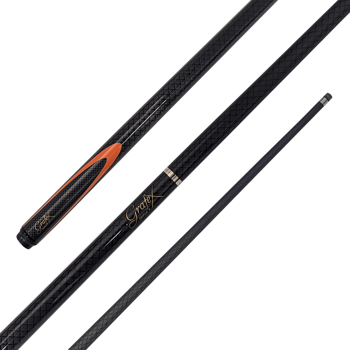 Grafex Triple X - 2-Piece Multi Weight Graphite Cue 58" / 9mm Glue On / Black Cues