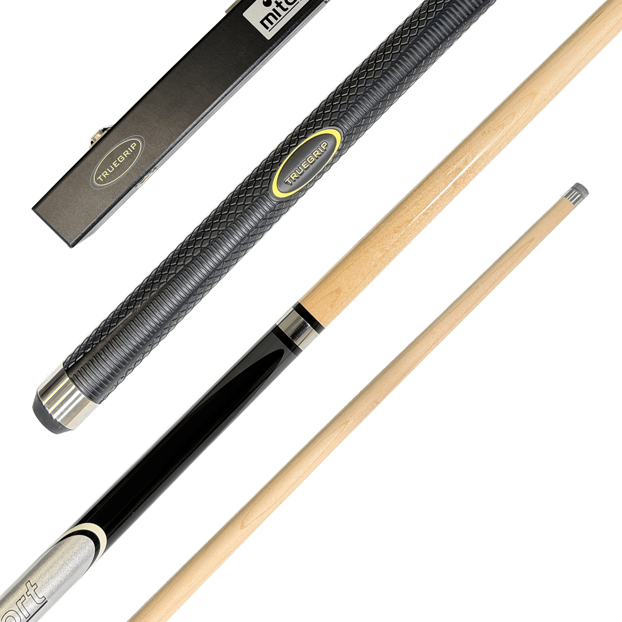 Mitchell True Grip Sport - 2-Piece Maple Cue & Case 57" / 9mm Glue On / Silver Cues