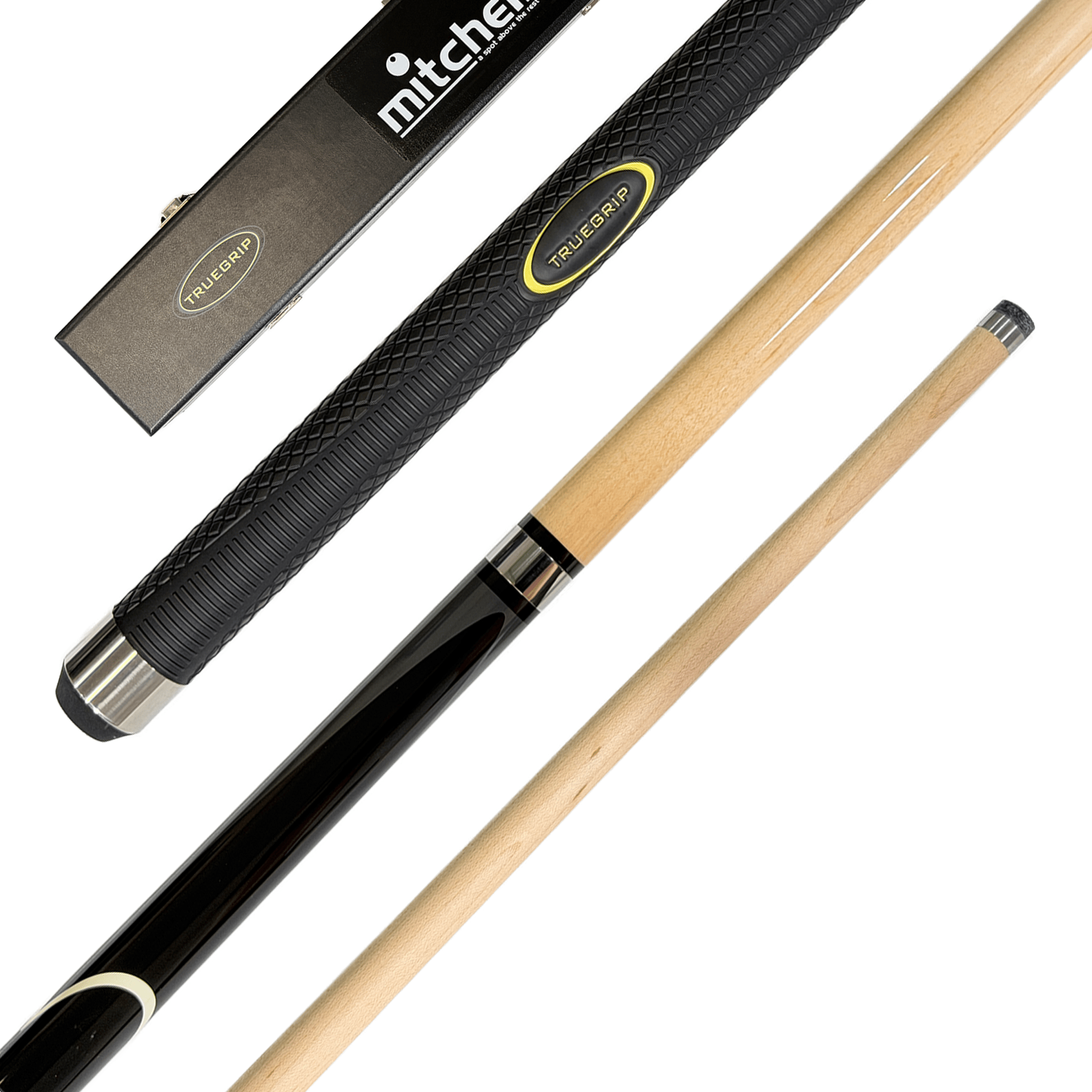 Mitchell True Grip Sport Crossbreed - 3-Piece Maple Cue & Case 57" / Black / 9mm & 13mm Glue On Cues
