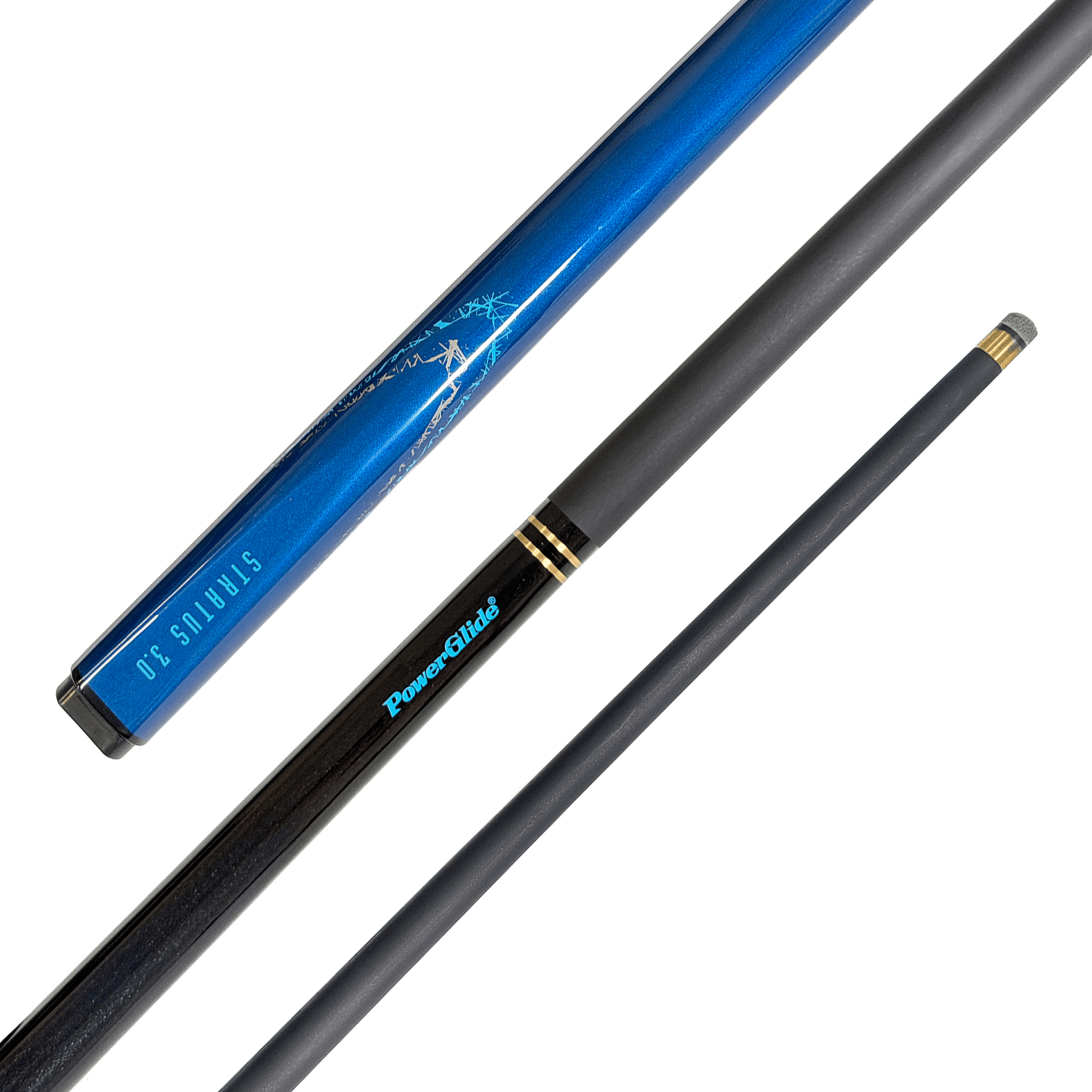 Powerglide Stratus - 2-Piece Graphite Cue 57" / 10mm Glue On / Blue Cues
