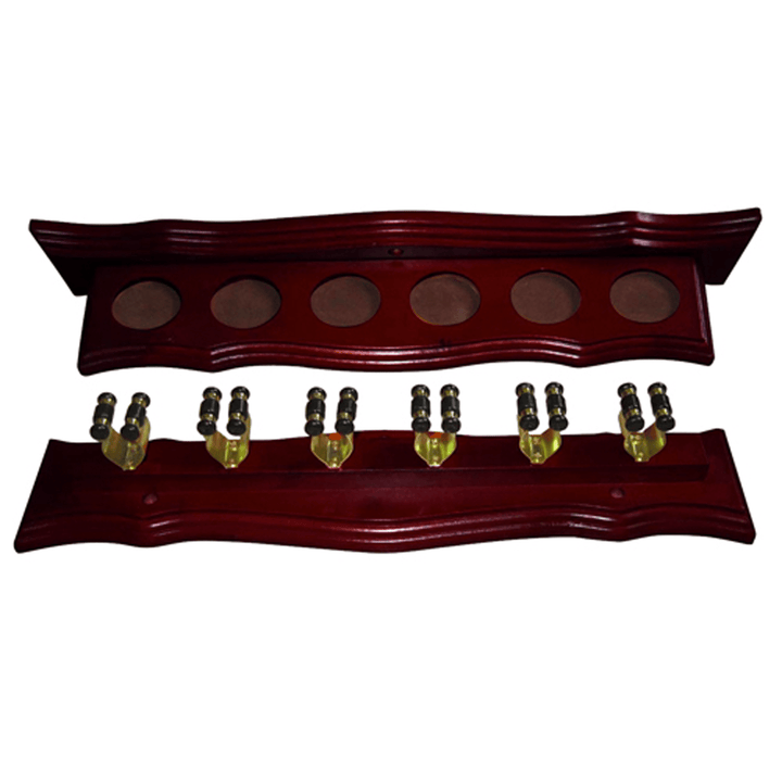 Formula Sports 6 Clip Cue Rack Mahogany & Brass Accessories