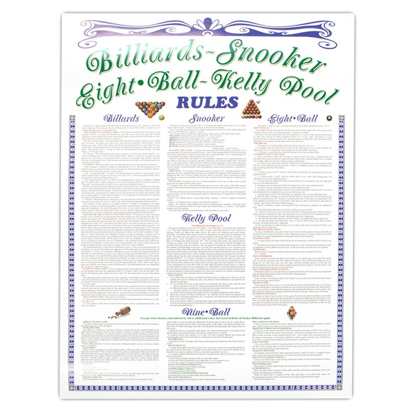 Buy Formula Sports Billiard Rule Poster from Cue Store