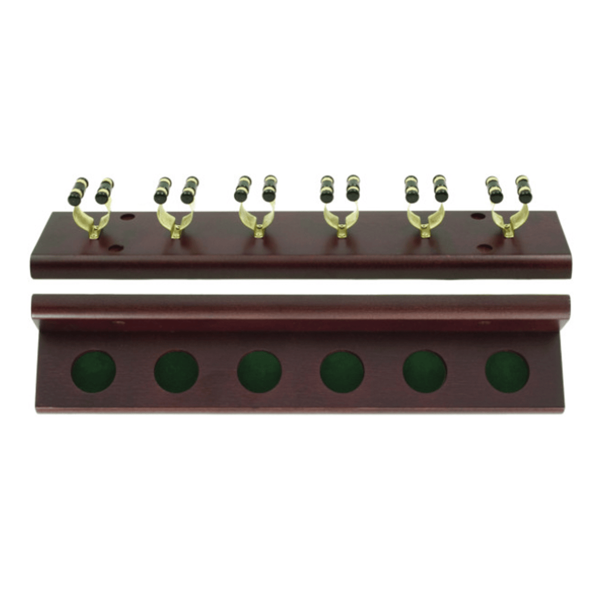Mitchell 6 Clip Cue Rack 6 Cue / Jarrah & Brass Accessories