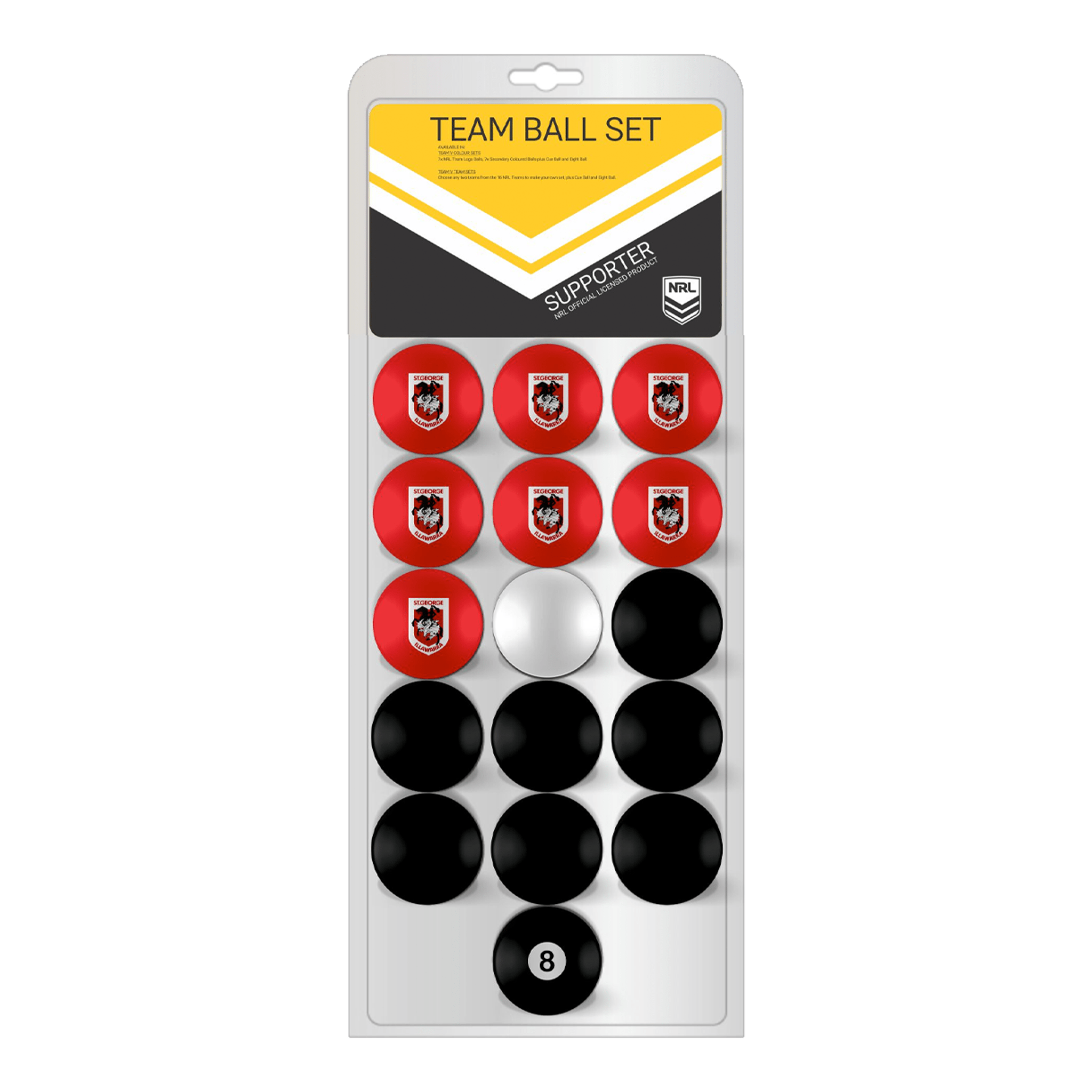 NRL NRL Teams Pool Ball Set 2" / St. George Dragons Balls